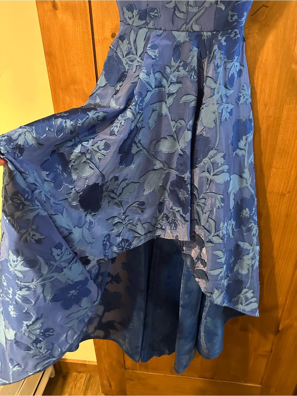 As It May Celia Royal Blue Strapless Jacquard High-Low Evening Dress - Picture 4 of 7